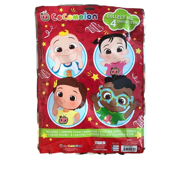 COCOMELON SURPRISE PLAY PACK 1 Character Stickers Poster Coloring Book Crayons - Picture 2 of 2